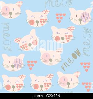 Cute cats motif transparent et sans motif dans le menu vecteur swatch, photo Illustration de Vecteur