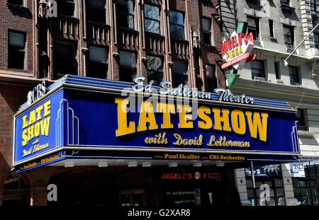 Des manifestations de la ville de New York de l'Ed Sullivan Theater home à l'ex-Late Night with David Letterman Show Banque D'Images