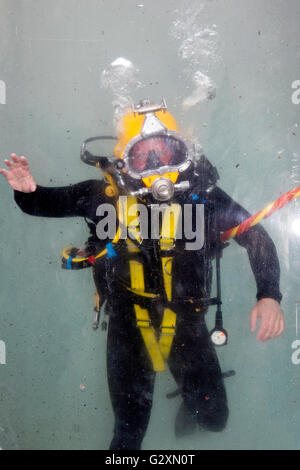 Royal Navy en plongée, l'eau, démonstration de plongée, plongée sous-marine, océan, bulle, wet personne, à l'eau International Festival, Liverpool, Royaume-Uni Banque D'Images