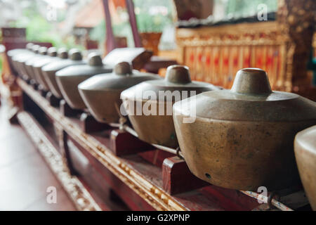 Instruments de musique percussive traditionnelle balinaise 'instruments de gamelan' musique d'ensemble, Ubud, Bali, Indonésie. Banque D'Images