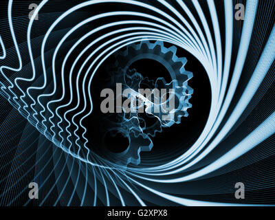 Chaînes d'engrenages de l'âme de l'esprit série. L'abstraction artistique composé des droits de l'adulte et de l'objet fractal lignes sur l'Esprit, Sou Banque D'Images