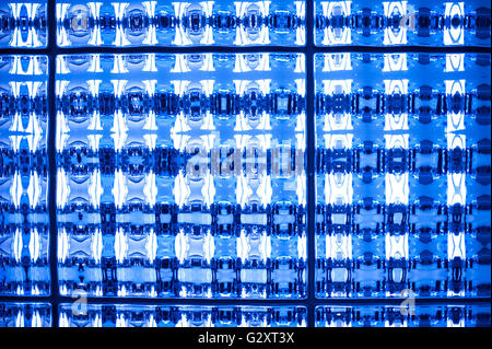 Ton bleu abstrait mosaïque vitrail que fond texture pixel Banque D'Images