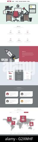 Conception de site web d'une page dans un style design plat modèle Illustration de Vecteur