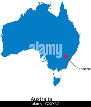 Carte vectorielle détaillée d'Australie et capitale Canberra Illustration de Vecteur