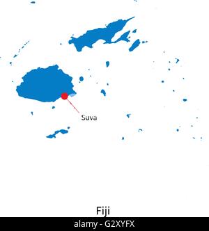 Scénario détaillé Carte de Fidji et capitale Suva Illustration de Vecteur