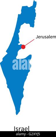 Carte vectorielle détaillée d'Israël et capitale Jérusalem Illustration de Vecteur