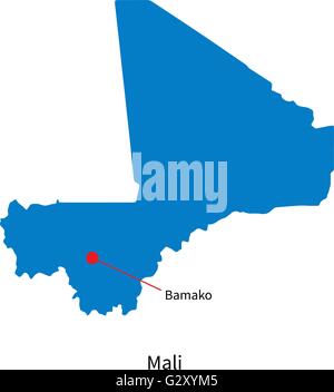 Scénario détaillé carte du Mali et capitale Bamako Illustration de Vecteur