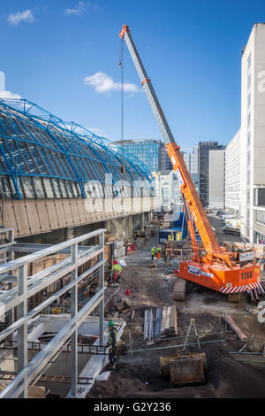 Travaux de construction de l'ancien terminal international de l'Eurostar à la gare de Waterloo à convertir en plate-forme standard, London, UK Banque D'Images