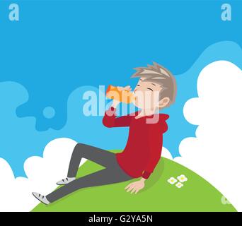 Après l'exercice de détente garçon Illustration de Vecteur