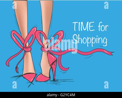 Illustration des jambes de femme à la mode chaussures d'été Illustration de Vecteur