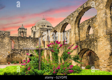 Mission San Jose à San Antonio, Texas, USA. Banque D'Images