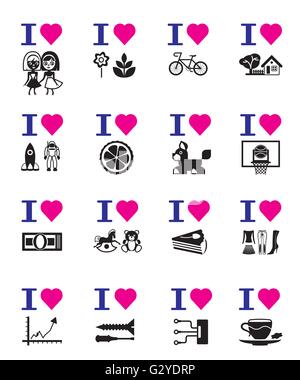 Funny love icon set - vector illustration Illustration de Vecteur