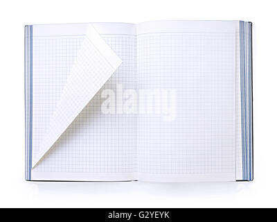 Open Business Journal avec page pliée isolated on white with clipping path Banque D'Images