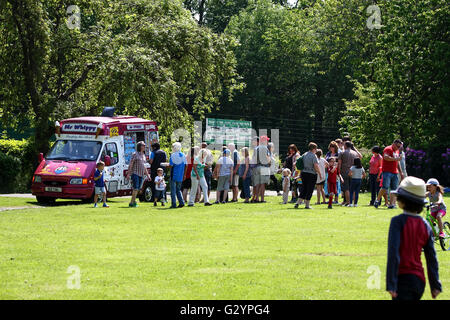 Leeds, UK. Le 05 juin, 2016. Andrea Jenkyns juger de la Morley Dartmouth park dog show, député de Morley et Outwood, Andrea Jenkyns prend le temps de son horaire chargé de juger à sa section locale dog show à Morley près de Leeds. Le MP qui avaient détrôné Ed Balls dans l'élection générale de mai 2015 brexit est la sauvegarde de l'Union européenne. Jenkyns a remporté le premier prix elle-même en 2015 à la Westminster e dog show avec ses deux mini Schnauzer appelé l'un et l'autre dame Godiva. Prise sur le 5 juin 2016 à Morley près de Leeds. Crédit : Andrew Gardner/Alamy Live News Banque D'Images