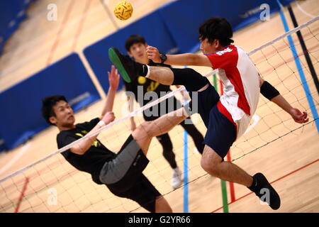 Général Ville de Sumida Gymnase, Tokyo, Japon. 4 juin, 2016. Vue générale, le 4 juin 2016 - La 23e : Sepaktakraw Tous Japon Sepaktakraw Championnat ouvert au gymnase général Ville de Sumida, Tokyo, Japon. © AFLO SPORT/Alamy Live News Banque D'Images