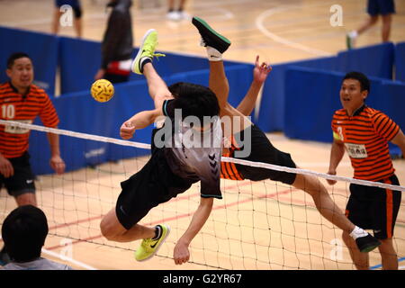 Général Ville de Sumida Gymnase, Tokyo, Japon. 4 juin, 2016. Vue générale, le 4 juin 2016 - La 23e : Sepaktakraw Tous Japon Sepaktakraw Championnat ouvert au gymnase général Ville de Sumida, Tokyo, Japon. © AFLO SPORT/Alamy Live News Banque D'Images
