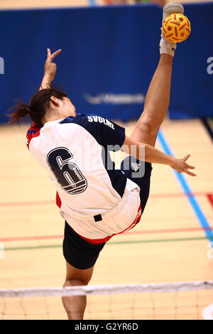 Général Ville de Sumida Gymnase, Tokyo, Japon. 4 juin, 2016. Vue générale, le 4 juin 2016 - La 23e : Sepaktakraw Tous Japon Sepaktakraw Championnat ouvert au gymnase général Ville de Sumida, Tokyo, Japon. © AFLO SPORT/Alamy Live News Banque D'Images