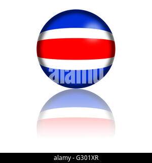 Sphère 3D ou de l'insigne du Costa Rica drapeau avec une réflexion au fond. Banque D'Images