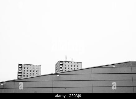 Les immeubles à appartements dans la banlieue de Stockholm, Suède, Europe Banque D'Images
