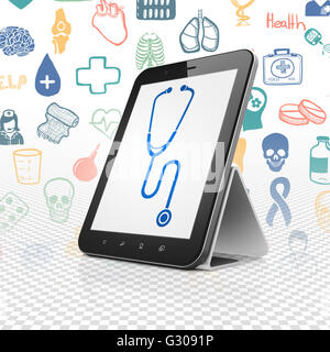 Medicine concept : Tablet Computer with Stethoscope sur l'affichage Banque D'Images