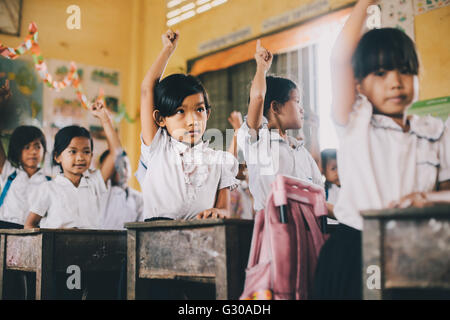 L'école primaire, Pong Teuk, Cambodge, Indochine, Asie du Sud, Asie Banque D'Images