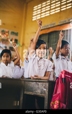 L'école primaire, Pong Teuk, Cambodge, Indochine, Asie du Sud, Asie Banque D'Images