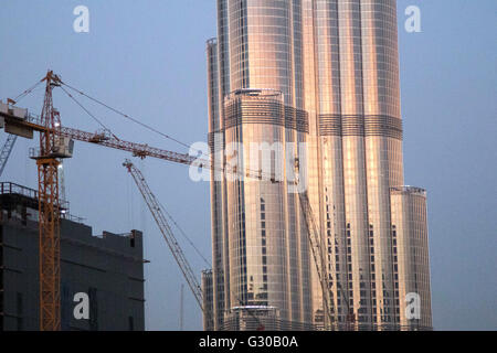 Grue de chantier de Burj Khalifa Dubai Banque D'Images