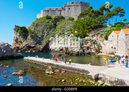 Port Ouest, entre Lovrijenac et Bokar forts, district de pieux, Dubrovnik, Dalmatie, Croatie Banque D'Images