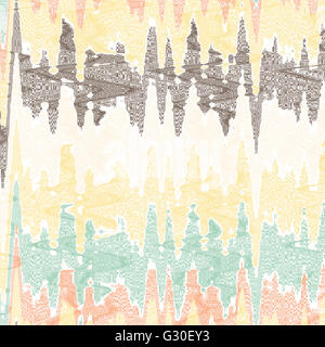 Peinture numérique abstraite ondulées de couleurs pastel. Banque D'Images