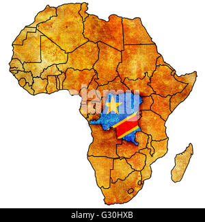 République démocratique du Congo sur l'ancienne carte politique de l'Afrique avec des drapeaux Banque D'Images