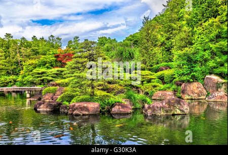 Jardin japonais traditionnel Koko-en à Himeji Banque D'Images