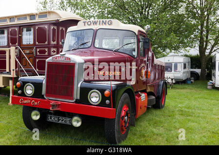 Gros plan de la Duchesse Scammell - LKH 221E un véhicule de remorquage classique vintage restauré. Royal Bath and West Show, Shepton Mallet, Somerset, Angleterre, Banque D'Images