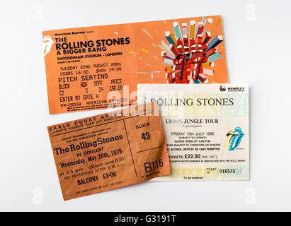 Des billets pour divers concerts des Rolling Stones à Londres Banque D'Images