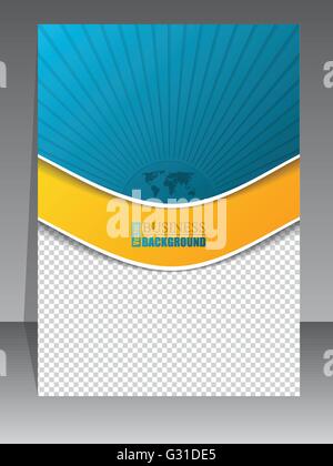Abstract brochure orange turquoise avec carte du monde et contenant la photo Illustration de Vecteur