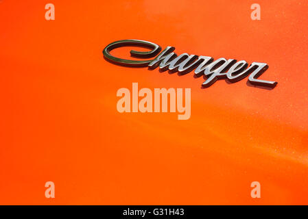 Détail du panneau latéral d'une Dodge Charger 1973. Banque D'Images