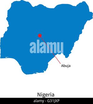 Scénario détaillé Carte de Nigeria et capitale Abuja Illustration de Vecteur