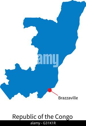 Carte vectorielle de la Rdc et capitale Brazzaville Illustration de Vecteur