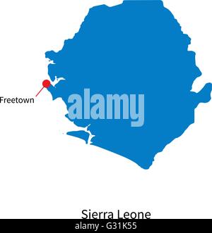 Carte vectorielle détaillée de la Sierra Leone et capitale Freetown Illustration de Vecteur