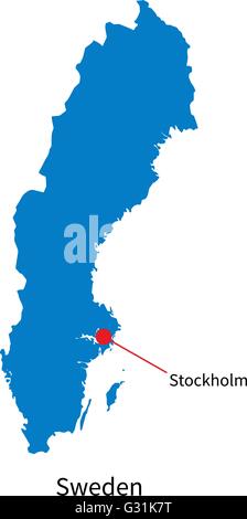 Carte vectorielle détaillée de la Suède et capitale Stockholm Illustration de Vecteur