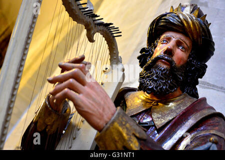 Quedlinburg, Allemagne, la figure du roi David de 1663 dans le fleuve Benedikti Banque D'Images