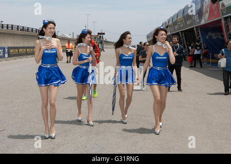 2016/06/04 Chiba, le championnat du monde Red Bull Air Race 2016 c'est fait 3ème arrêt à Chiba au Japon. Filles de grille (photos par Michael Steinebach/AFLO) Banque D'Images