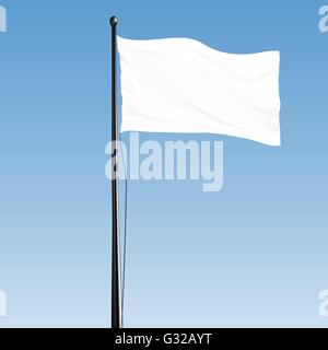 Drapeau blanc sc nario vierge avec m t en acier et noir m tallique