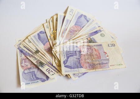 €1000 en 20 livres utilisés notes. Banque D'Images