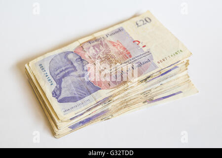 €1000 en 20 livres utilisés notes. Banque D'Images