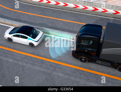 Le concept de système de freinage automatique. Le rendu 3D image. Banque D'Images