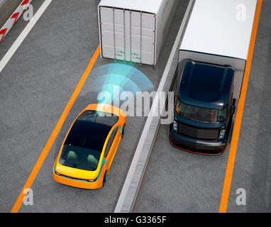 Le concept de système de freinage automatique. Le rendu 3D image. Banque D'Images