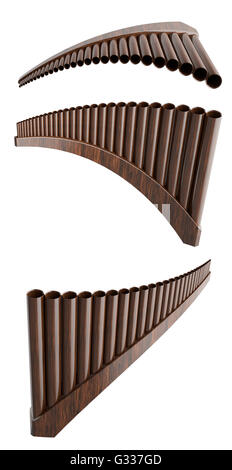 Flûte de Pan isolé sur fond blanc. 3D render Banque D'Images