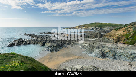 Une vue panoramique de peu de Fistral Newquay, Cornwall. Banque D'Images