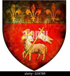 Vieux isolated over White Coat of Arms de Rouen Banque D'Images