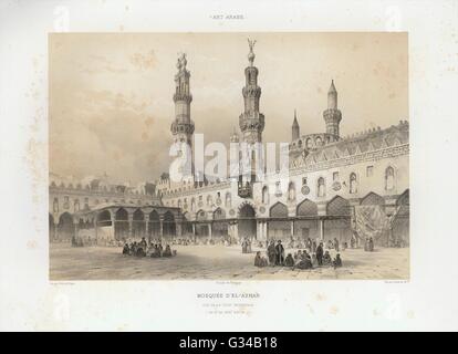 Illustration de la publication sur l'Art Arabe 1877 : L'Art Arabe. Monuments du Caire Mosquée d'el Azhar Vue de la Cour Princ Banque D'Images